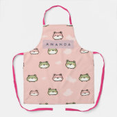 Personalize Cute Kawaii Pastel Frog Design on Pink エプロン (正面)