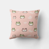 Personalize Cute Kawaii Pastel Frog Design on Pink クッション (裏面)