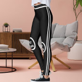 Personalize Cute Pet Mama Black White Stripes Yoga レギンス