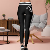 Personalize Cute Pet Mama Black White Stripes Yoga レギンス