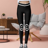Personalize Cute Pet Mama Black White Stripes Yoga レギンス