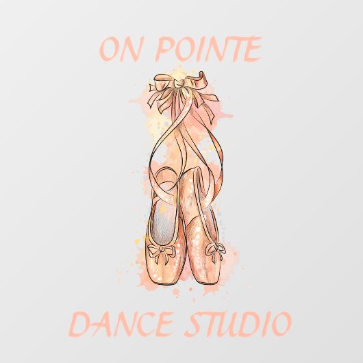 Personalize Dance Studio Water colorピンクバレエ ウィンドウサイン (シート)
