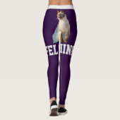 Personalize Dark Purple Cute Siamese Cat Pet Photo レギンス (裏面)