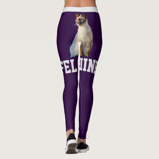 Personalize Dark Purple Cute Siamese Cat Pet Photo レギンス (裏面)