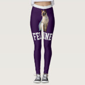 Personalize Dark Purple Cute Siamese Cat Pet Photo レギンス (正面)