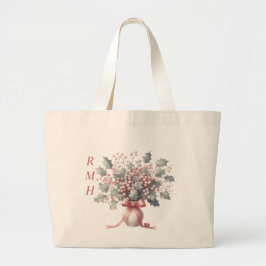 Personalize December Holly Tote Bag ラージトートバッグ