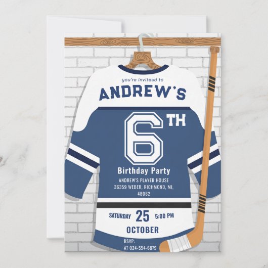 Personalize Digital Hockey Birthday Party 招待状 (正面)