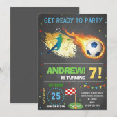 Personalize Digital Soccer Birthday Party 招待状 (正面/裏面)