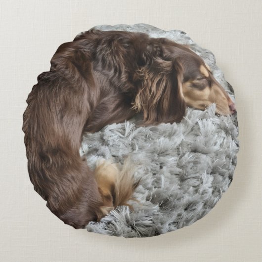Personalize Dog Lover Pillow-Use Your Pet's Photo ラウンドクッション (正面)
