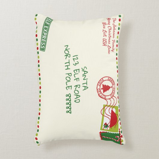 Personalize Dotsサンタレタークリスマス アクセントクッション (正面(垂直))