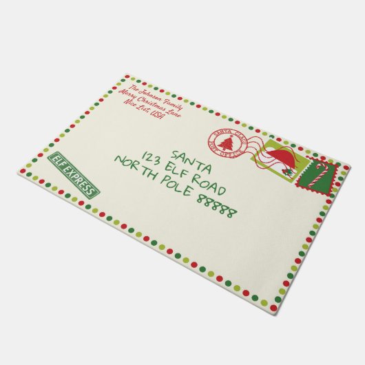 Personalize Dotsサンタレタークリスマス ドアマット (アングル)