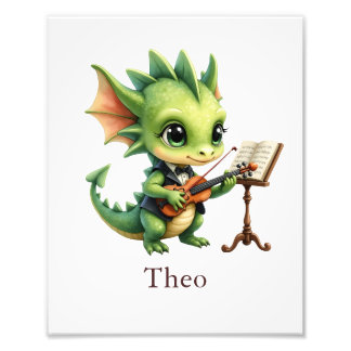 Personalize Dragon Art Print Custom Name Kids Room フォトプリント