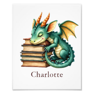 Personalize Dragon Art Print Custom Nursery Kids  フォトプリント