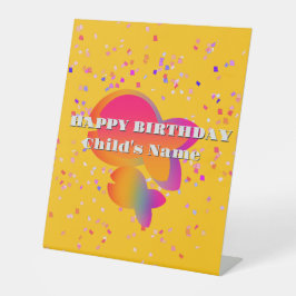 Personalize Fish Kids Happy Birthday Yellow  台座サイン