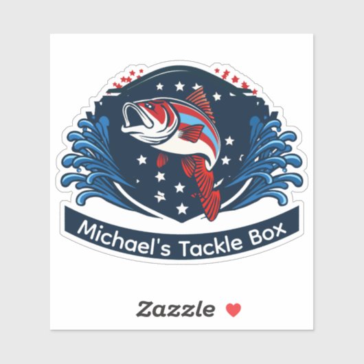 Personalize fishing gear with this patriotic bass  シール (シート)