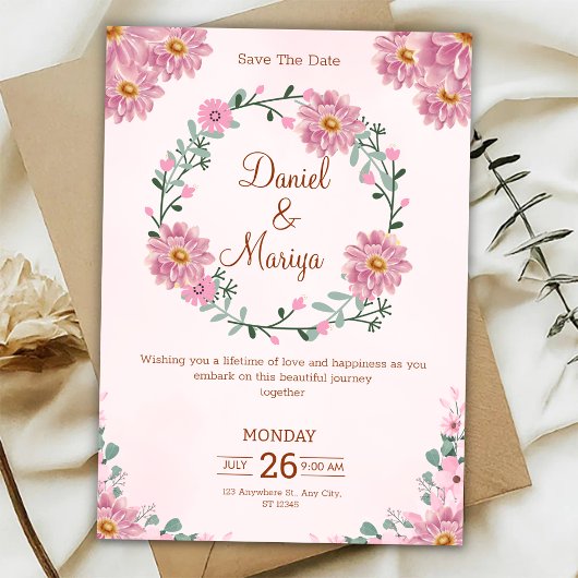 Personalize Floral wedding Invitation 招待状