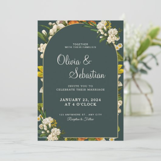Personalize Floral wedding Invitation 招待状 (スタンド正面)