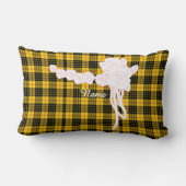 Personalize Flower Trim Yellow Plaid Decorator  ランバークッション (裏面)