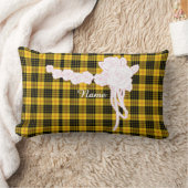 Personalize Flower Trim Yellow Plaid Decorator  ランバークッション (ブランケット)