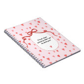 PERSONALIZE French Ribbon Hearts Pattern Notebook ノートブック (右側)