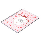 PERSONALIZE French Ribbon Hearts Pattern Notebook ノートブック (左側)