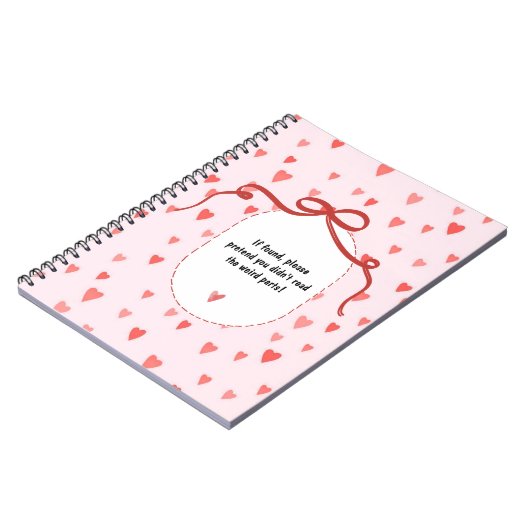 PERSONALIZE French Ribbon Hearts Pattern Notebook ノートブック (左側)