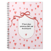 PERSONALIZE French Ribbon Hearts Pattern Notebook ノートブック (正面)