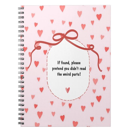 PERSONALIZE French Ribbon Hearts Pattern Notebook ノートブック (正面)
