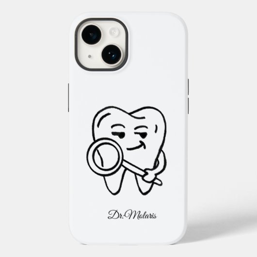 Personalize Funny Dentist Cartoon Tooth Phone Case Case-Mate iPhoneケース (裏面)