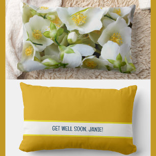 Personalize Get Well Soon同僚のジャスミン花 ランバークッション