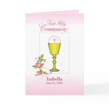 Personalize Girl Name Pink First Holy Communion, C
