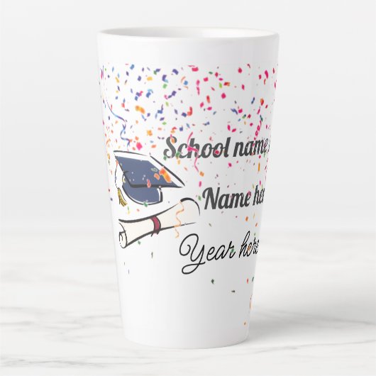 Personalize Graduation Balloon カフェラテマグ (正面)