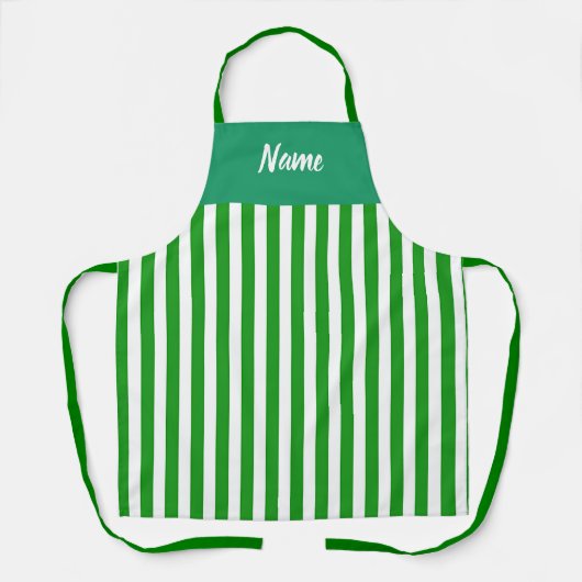 Personalize Green Stripe Kitchen Chef  エプロン (正面)