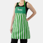 Personalize Green Stripe Kitchen Chef  エプロン (インサイチュ)