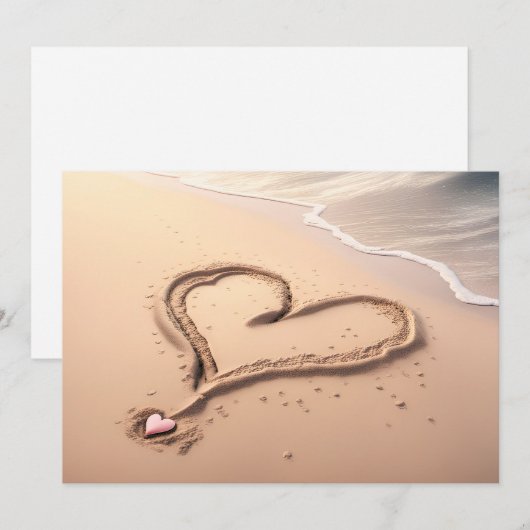 Personalize Greeting Card Beach Heart シーズンカード (正面/裏面)