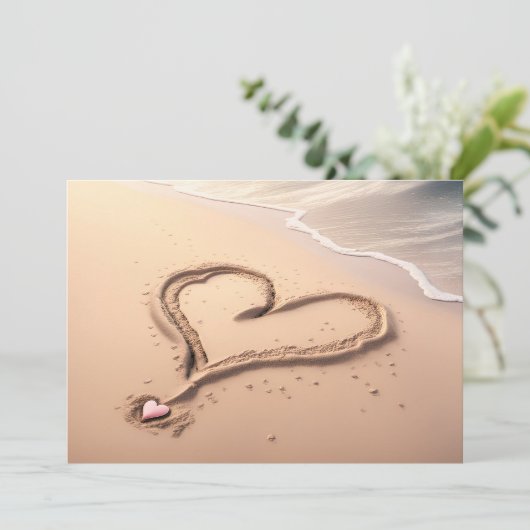 Personalize Greeting Card Beach Heart シーズンカード (スタンド正面)
