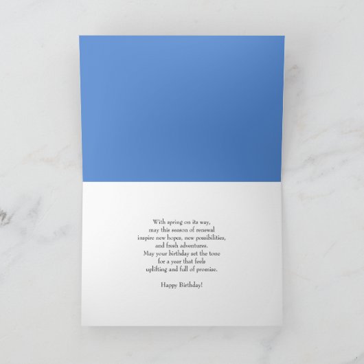 Personalize Happy April Birthday with Bluebird カード (内部)