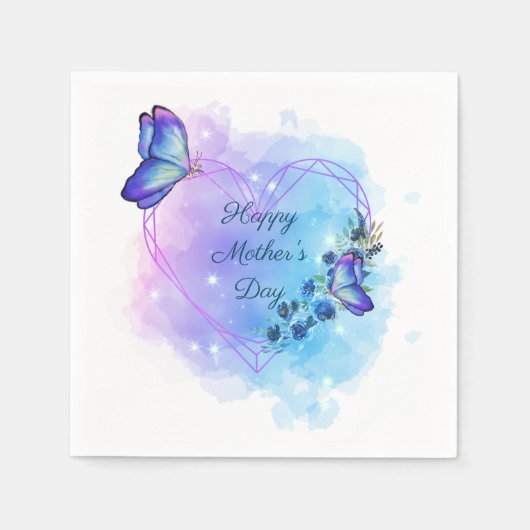 Personalize Happy Mother's dayフローラ蝶 スタンダードカクテルナプキン (正面)