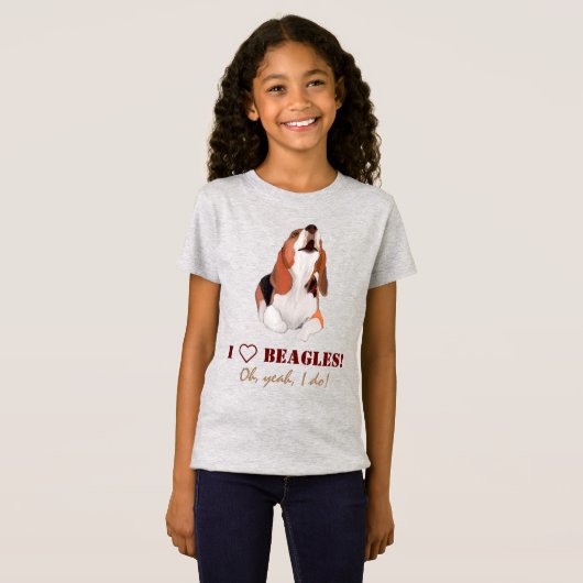 Personalize I Love Beagles Tシャツ (正面フル)