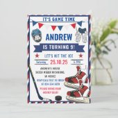 Personalize Ice Hockey Birthday Sports Party  招待状 (スタンド正面)