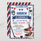 Personalize Ice Hockey Birthday Sports Party  招待状 (正面/裏面)