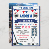 Personalize Ice Hockey Birthday Sports with Photo 招待状 (正面/裏面)