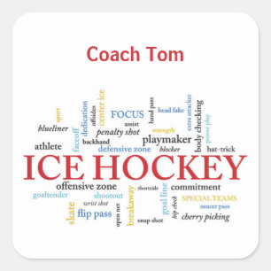 Personalize, Ice Hockey Coach言葉で感謝 スクエアシール