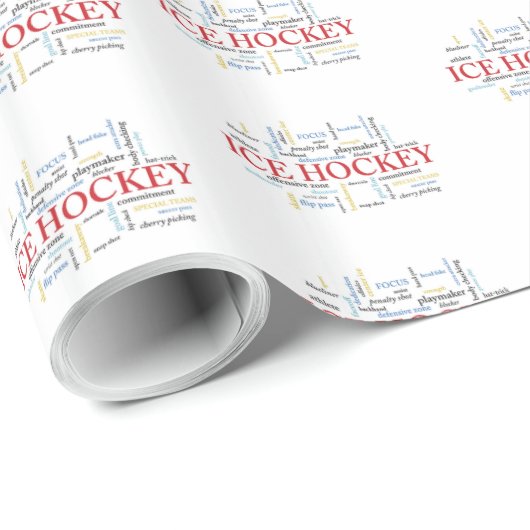 Personalize, Ice Hockey Coach言葉で感謝 ラッピングペーパー (ロールコーナー)
