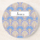 Personalize Indigo Scallop Petal Sandstone Coaster コースター (正面)