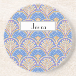 Personalize Indigo Scallop Petal Sandstone Coaster コースター