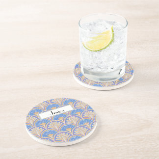 Personalize Indigo Scallop Petal Sandstone Coaster コースター