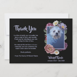 Personalize It! Floral Photo Pet Memorial Thank 招待状