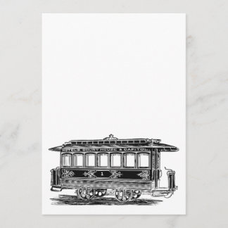 Personalize it |Old tram |streetcar Vintage engine 招待状