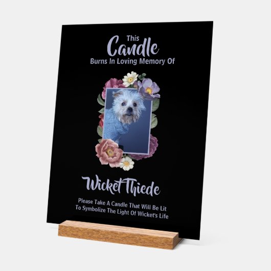 Personalize It! Pet Memorial Candle Sign W/Photo アクリルサイン (傾斜)